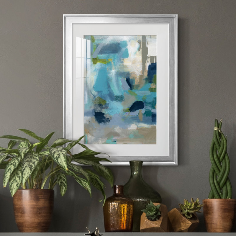 Circle the Beachfront - Peinture encadrée, H 22,5 po x l 30,5 po x P 1,5 po, Argent