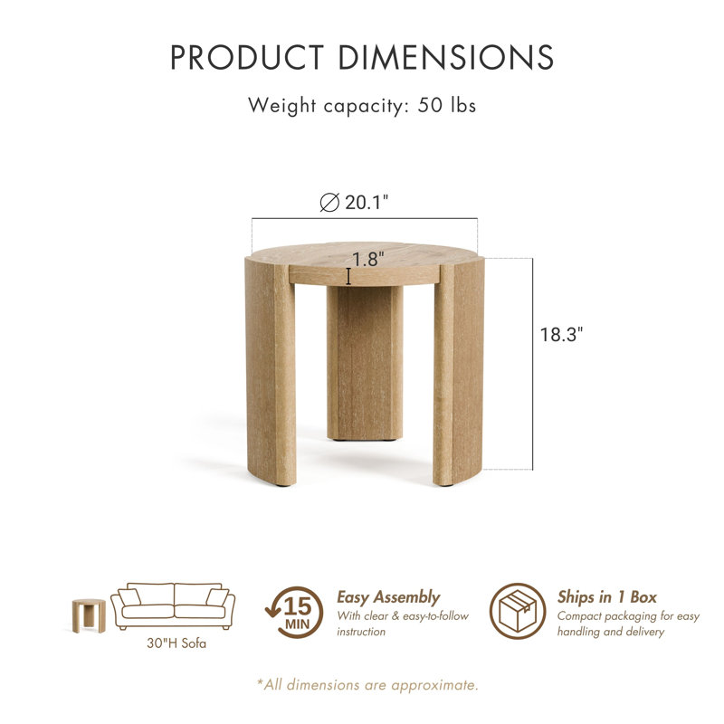 Blitar End Table, Oak Wood