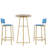 Bar Table And Chairs Three Piece Set, Gold Frame, Bar Table With Storage Function-686765966