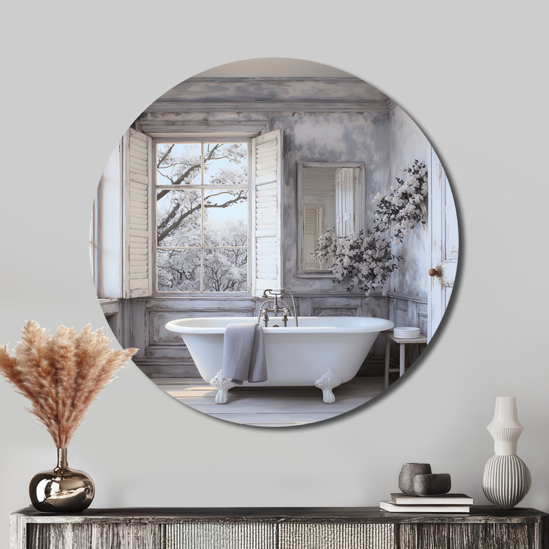 Farmhouse Bathroom Charm II - humour, art rond en métal, H 36 po x l 36 po x P 1 po