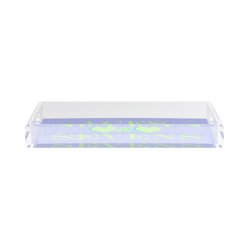 Abstract Decorative Tray, 2" H x 17" W x 10.5" D, Lime Hydrangea