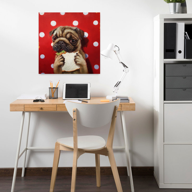 Art contemporain pugalicieux pour chien, H 18 po x l 18 po
