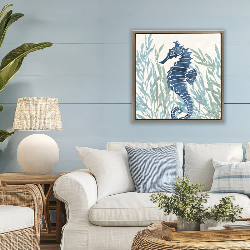 Cadre flottant Radiant Sea Life Seahorse, design par Paul Brent, H 25 po x l 25 po, Cadre flottant orme Montalcino