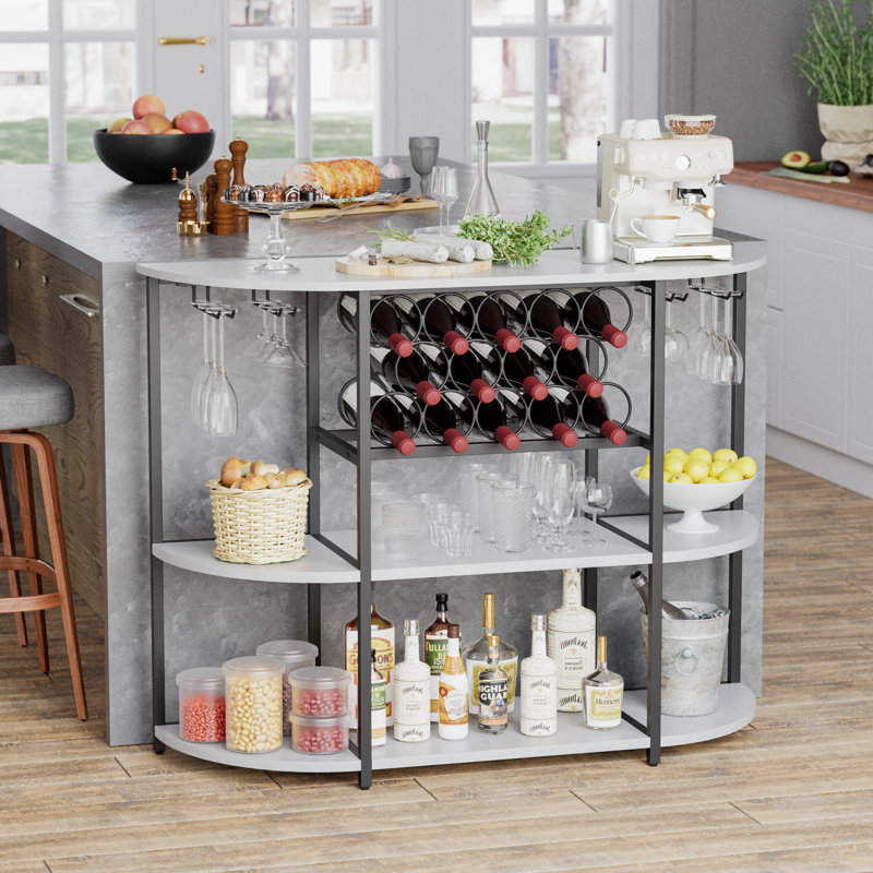Jeriann Tabletop Wine Bottle & Glass Rack, White