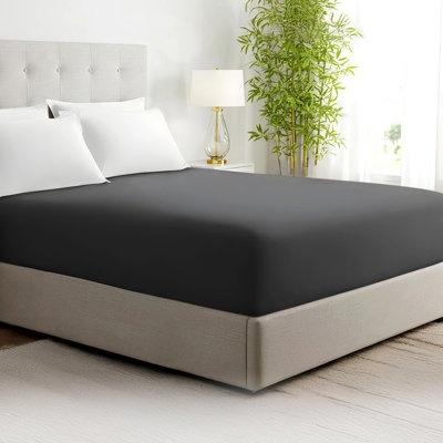 100% Viscose from Bamboo Fitted Sheet Only, 300 Thread Count, Extra Deep Pocket, Elastic with 4 Corner Straps, Cooling & Breathable, Bedding Sheets for Hot Sleepers - Gift-Ready Packaging (Pewter)