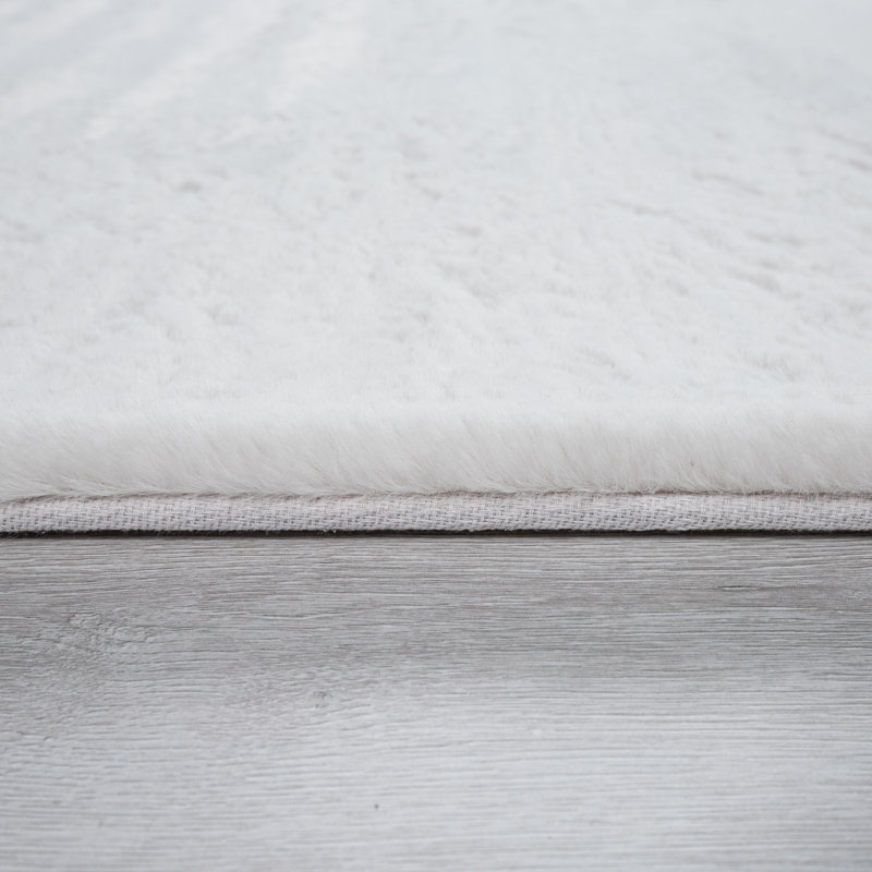 Tapis super doux moelleux à poils longs et luxueux en crème unie, Rectangle 5 pi 3 po x 7 pi 7 po