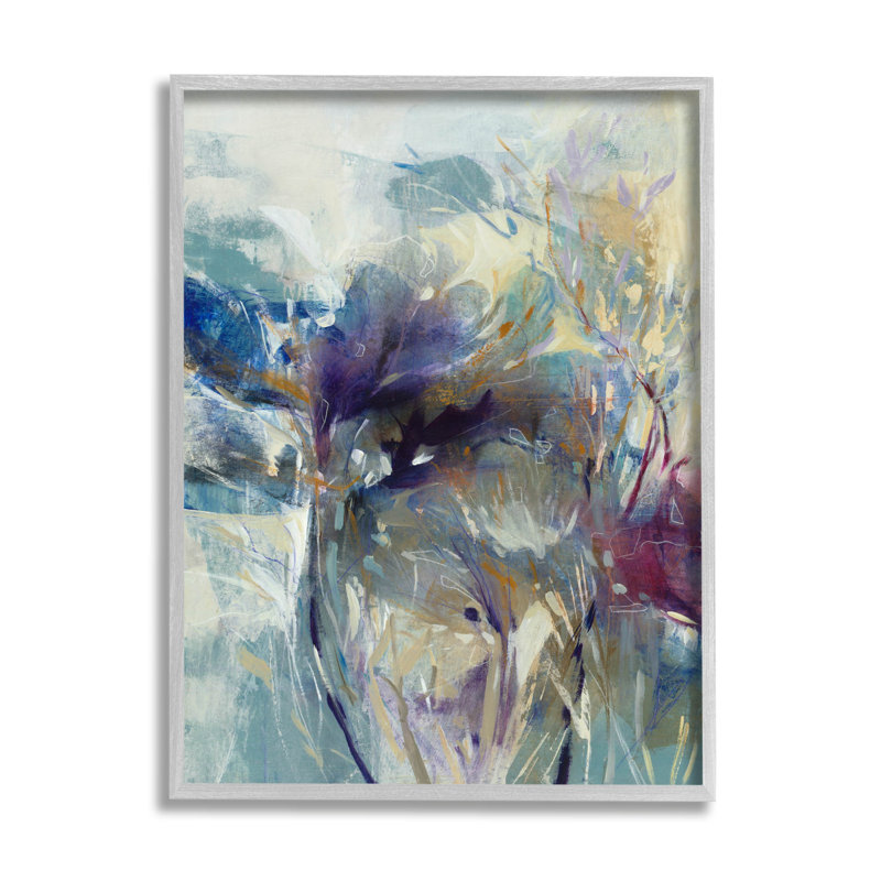 Arrangement botanique abstrait en couches, estampe numérique par K. Nari, H 14 po x l 11 po x P 1,5 po