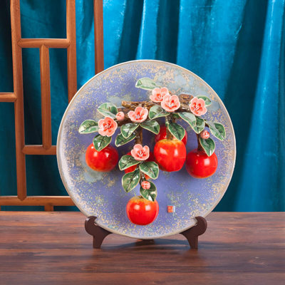 Plaque murale en céramique pomme - Élégant nouveau décor de style chinois