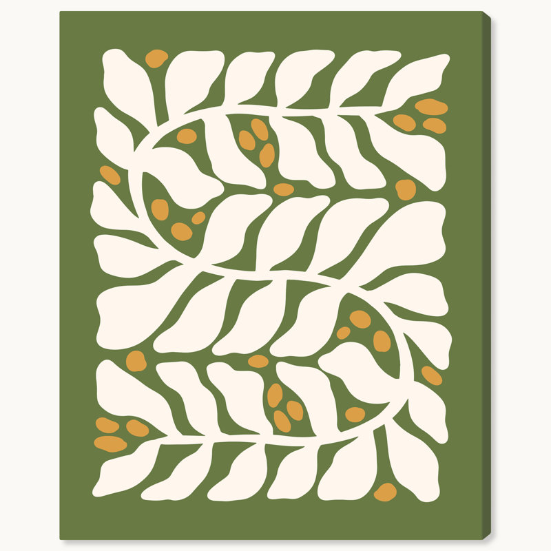 Holiday Green and White Canvas Wall Art with Golden Accents