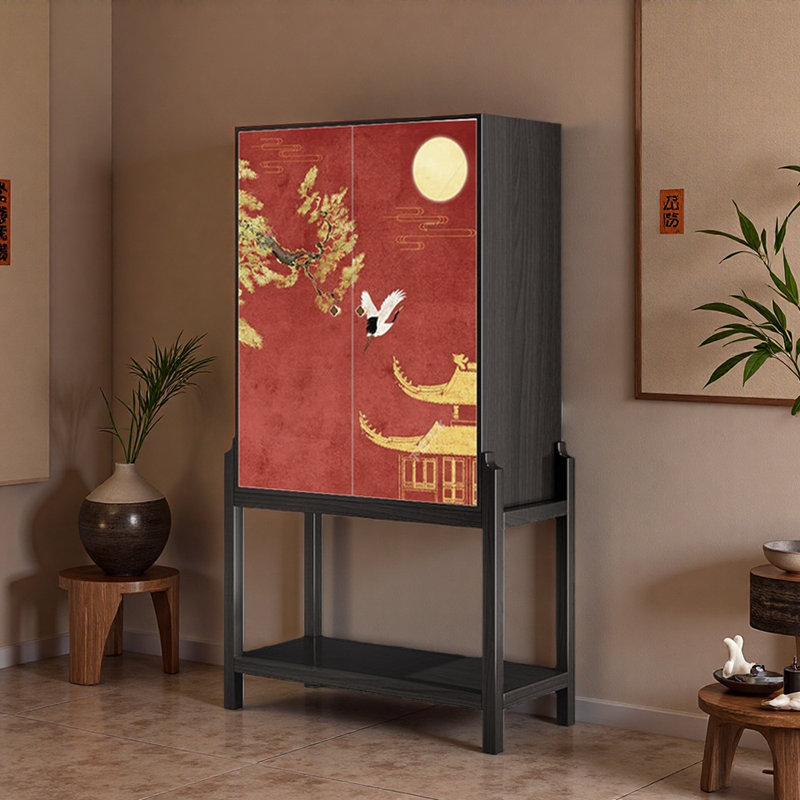 Commode d'appoint de table Joey, Rouge / Noir