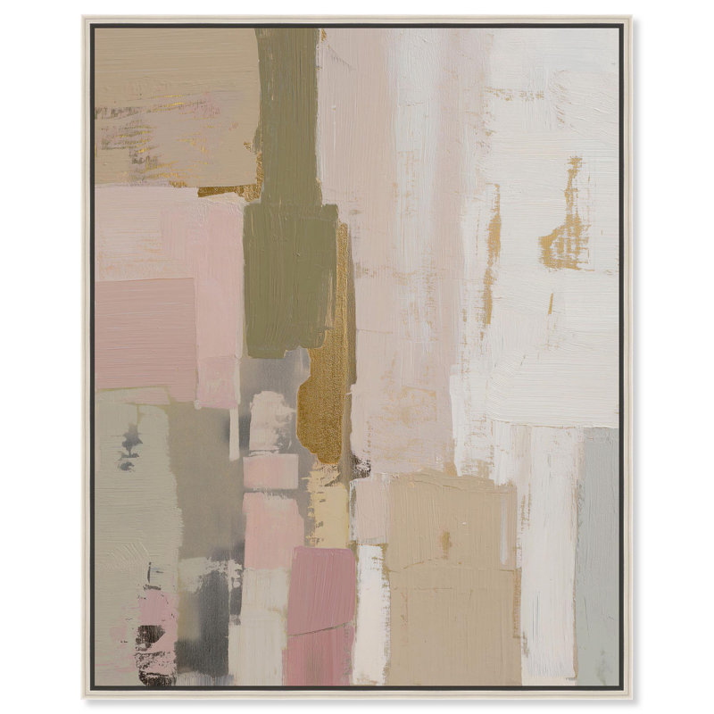 «Mute Palette I», reproduction d'art sur toile, art boho neutre par Art Remedy, H 25 po x l 21 po, Cadre argenté