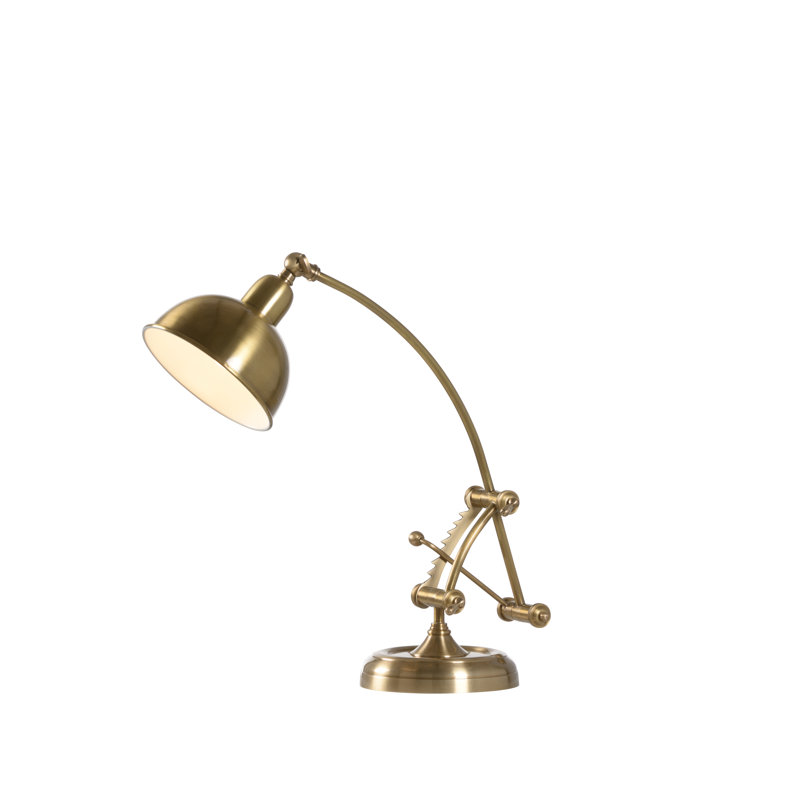 Gold Adjustable Arc Desk Lamp with Metal Shade