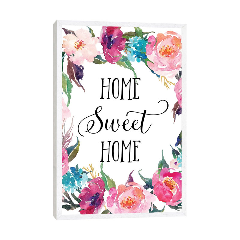 Home Sweet Home - Print on Canvas, 101.6cm H x 66.04cm W x 3.81cm D, White Framed