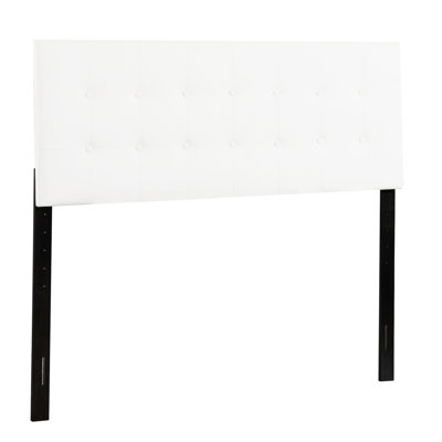 White Queen Bed - Faux Leather Headboard With Adjustable Height Range 41 To 53 Inches Bedroom Fashion Focus In Comfortable Peaceful Sleep