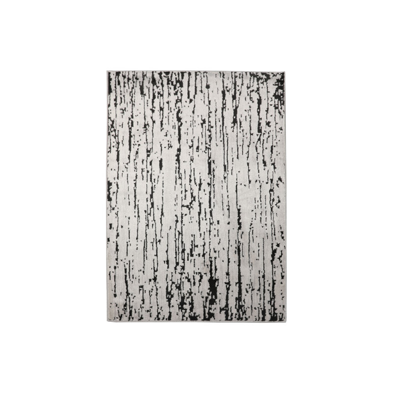 Tapis abstrait gris, Rectangle de 7 pi 6 po x 9 pi 6 po, Gris