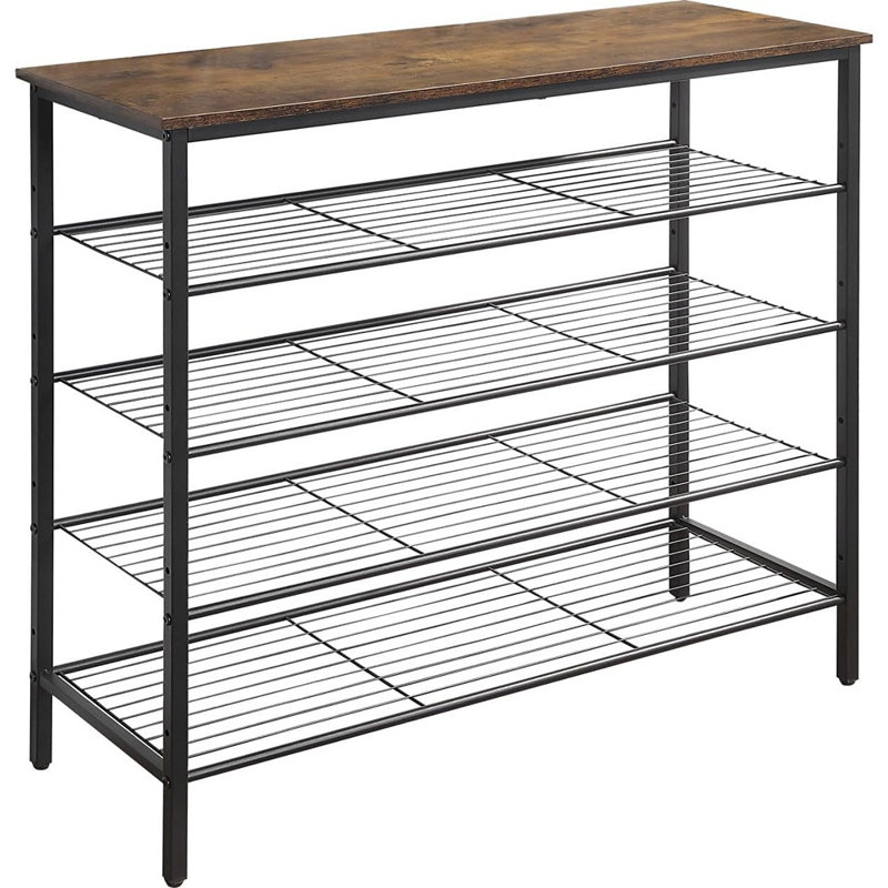 5-tier Shoe Rack Organizer, Metal Mesh Shoe Storage Shelf, For Entryway, Hallway, Closet, Dorm Room, Industrial, Rustic Brown
