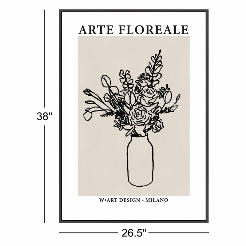 Arte Floreale 2 Print by Romina Gadler, Black Canvas Framed, 38" H x 26.5" W