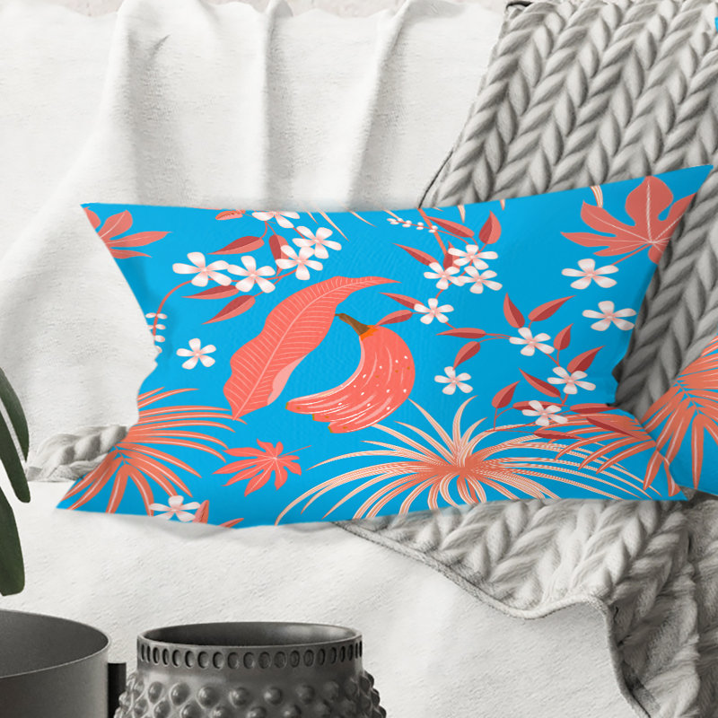 Coussin Tropical Tropical Foliage Coral II - Mid-Century