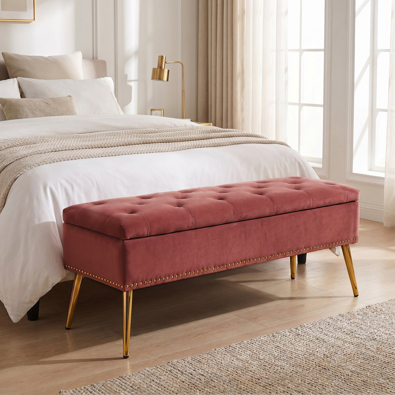 Banc de rangement rembourré en velours Kajana, Palissandre