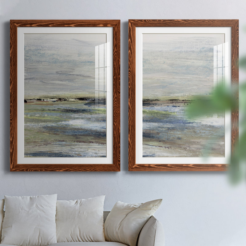 Wetlands I - ensemble de 2 peintures, H 31,5 po x l 47 po x P 1,5 po, Papier avec cadre érable