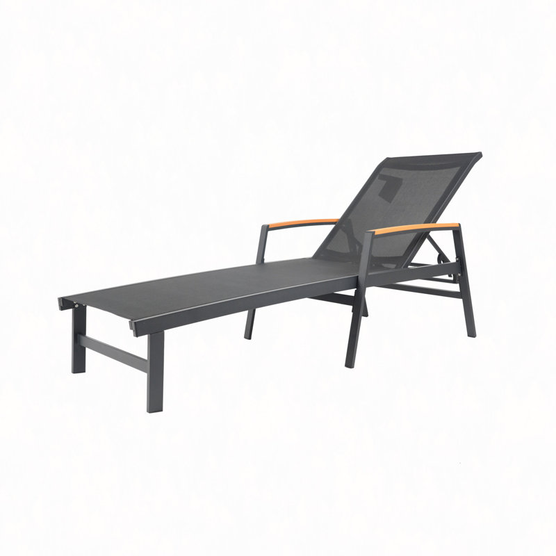 Modern Patio Chaise Lounges (Set Of 2), 5-Position Adjustable, Breathable Mesh & Rust-Proof Aluminum Frame - Outdoor Lounge Chairs W/Easy Assembly
