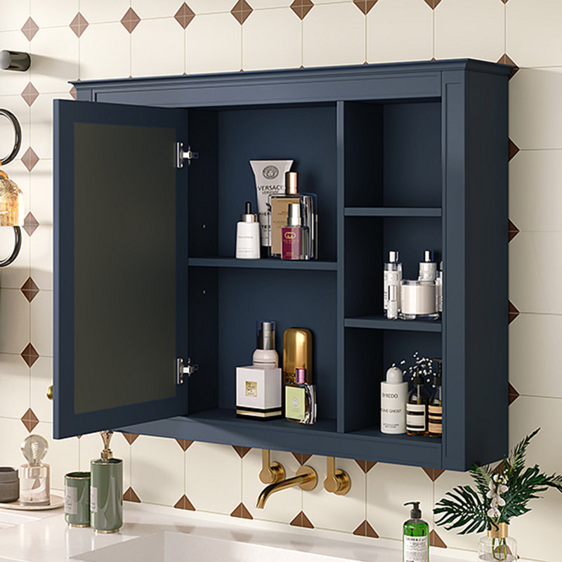 Armoire de rangement murale à pharmacie avec miroir, Bleu
