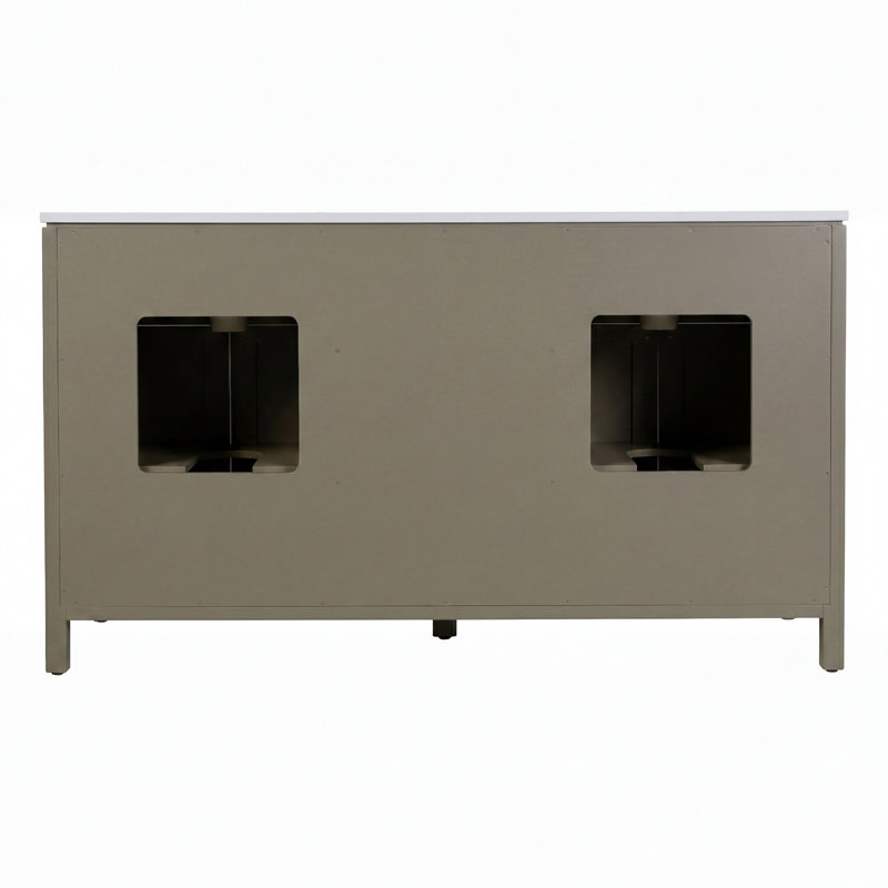 Nora 60 in. W Quartz Single Sink Bathroom Vanity Set, Antique Taupe