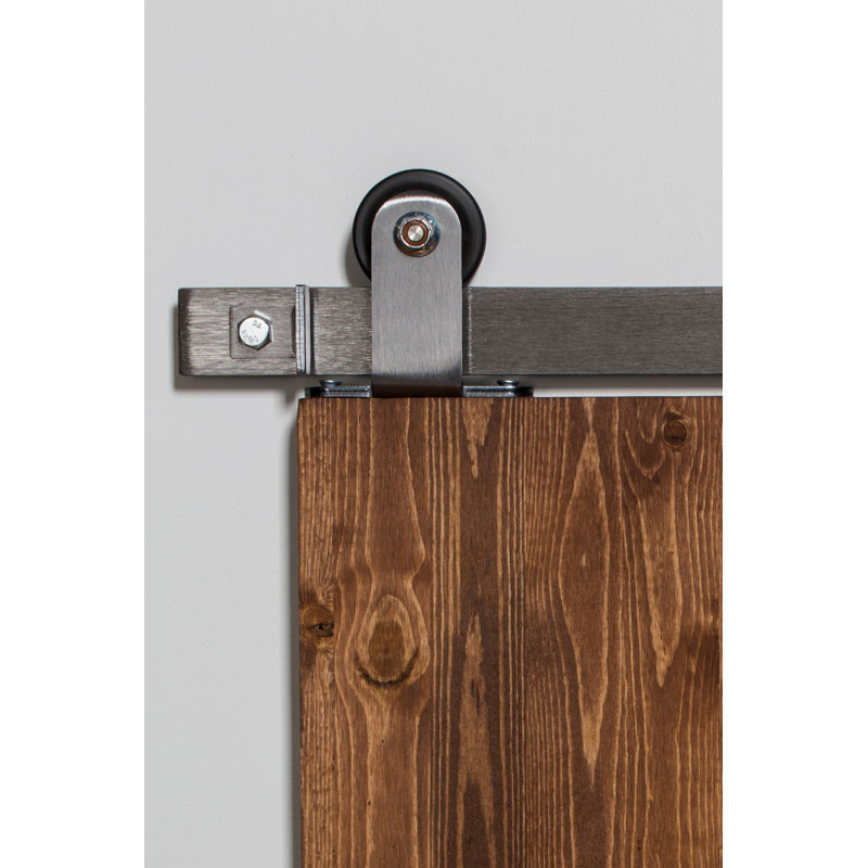 Ensemble de quincaillerie pour porte de grange coulissante 307, 72 po, Nickel brossé