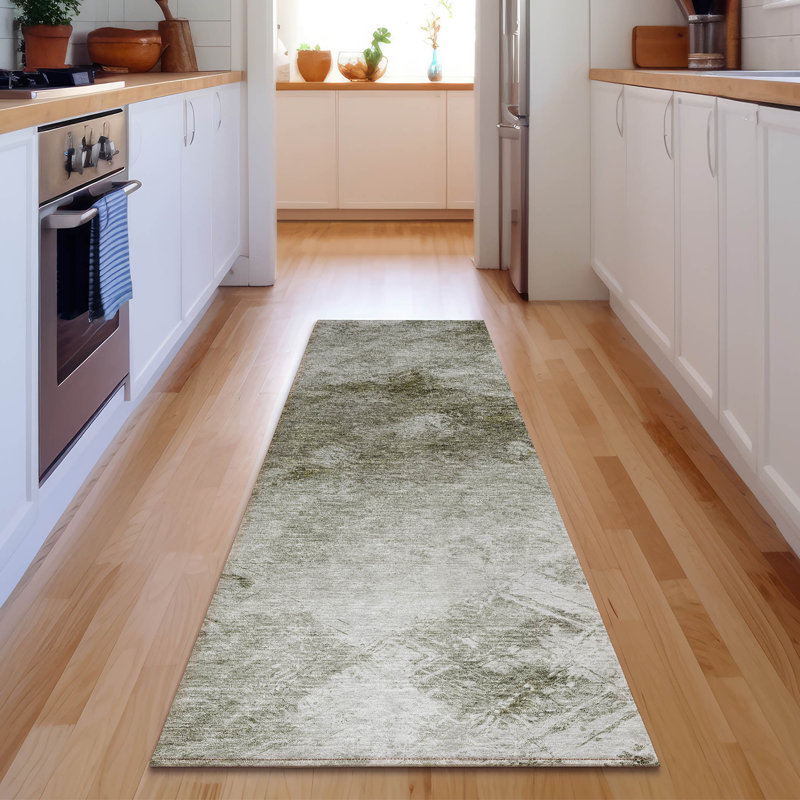 Tapis taupe Cerrito AMF590 de qualité supérieure lavable à la machine, Tapis de couloir 2 pi 3 po x 7 pi 6 po
