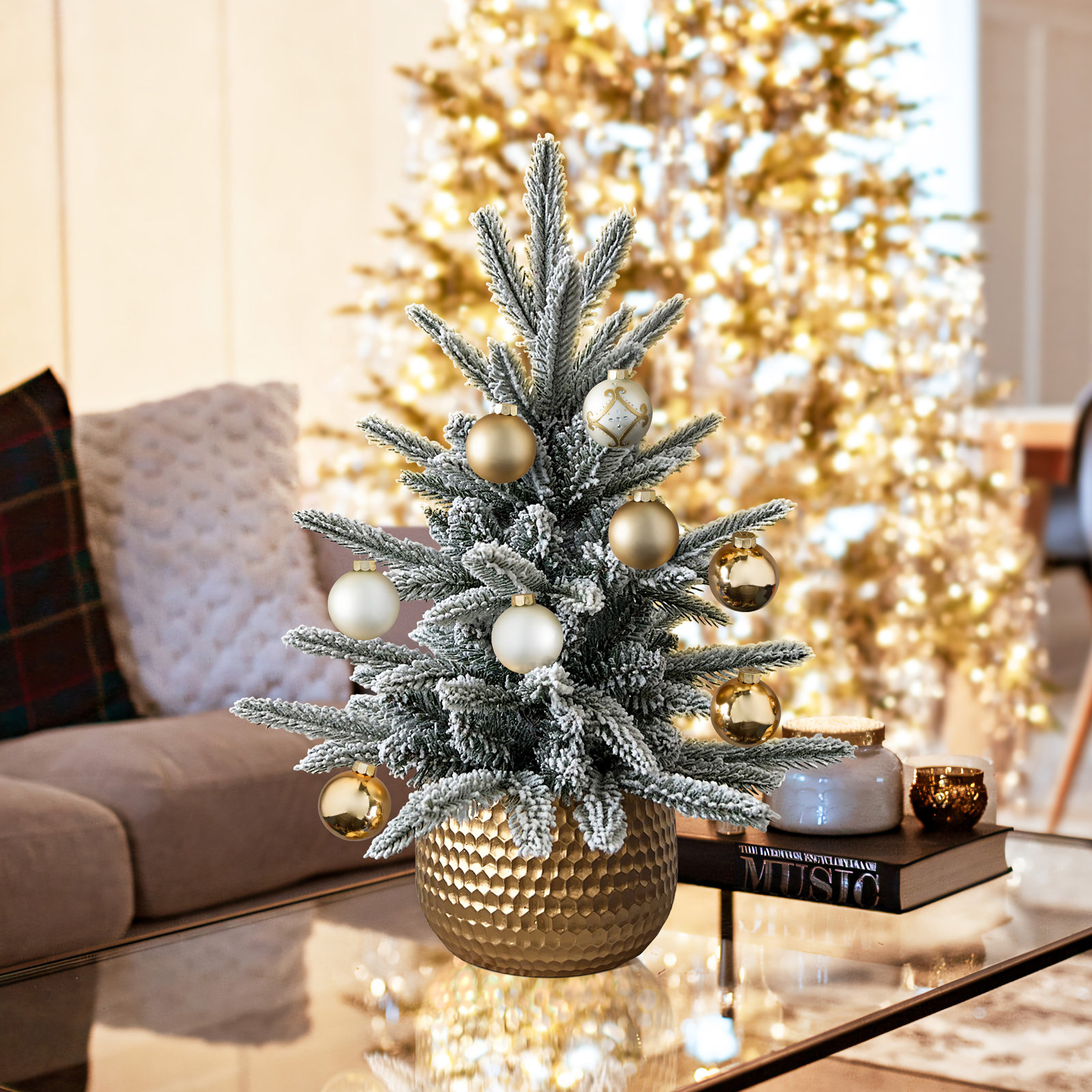 1.5Ft Flocked Artificial Tree Potted