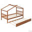 Lit de maison unique en bois avec lit gigogne simple coulissant, conçu pour l'imagination des enfants et pour économiser de l'espace dans les chambres-118019966