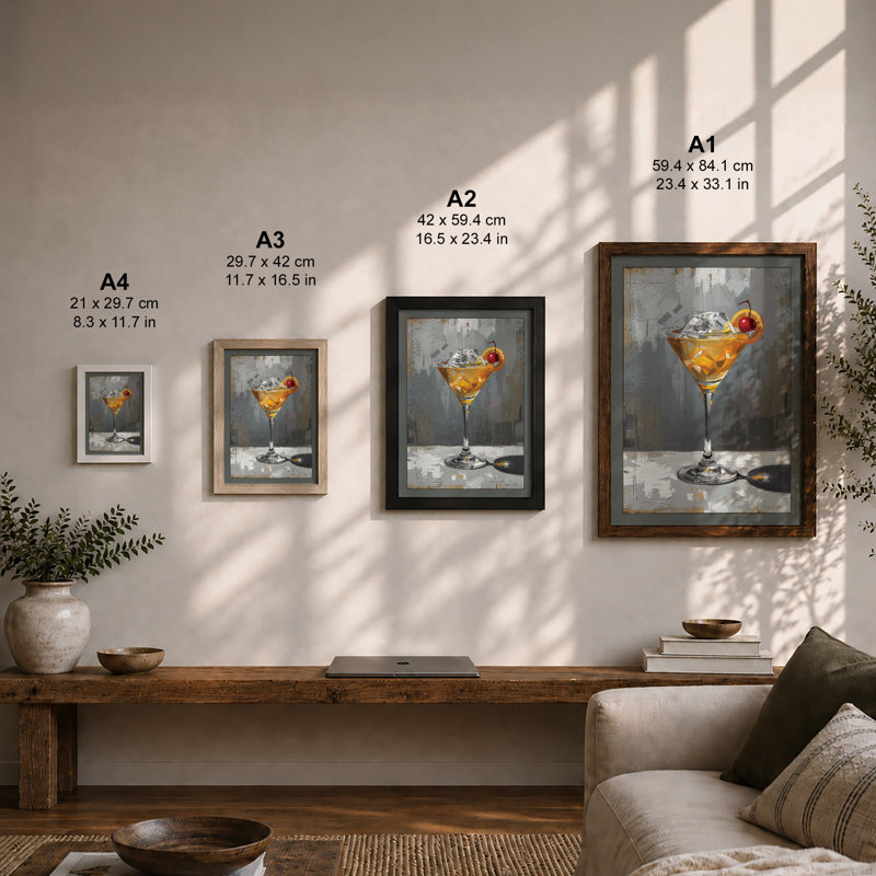 Cocktail in Grey Modern - Framed Print, A1 - 84.1 x 59.4 cm, Unframed