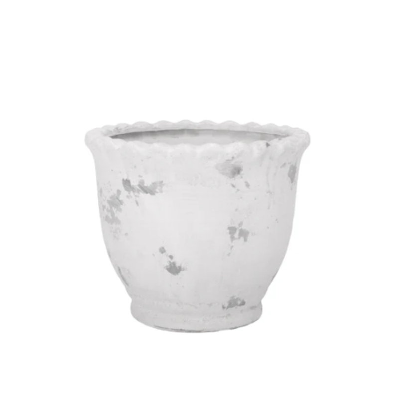 Terracotta Round Pot White