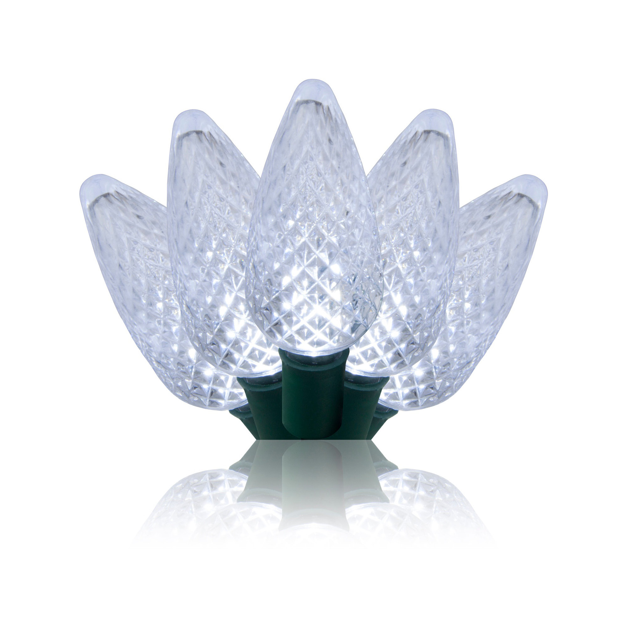 C9 LED Christmas String Light, Cool White, 17' L, 25