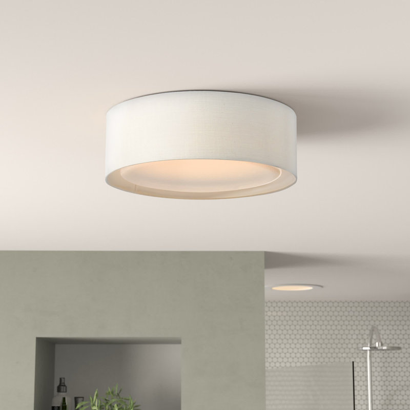 Plafonnier encastré cylindrique à DEL 1 lumière Jessalyn, H 5,5 po x l 16 po x P 16 po, Lin avoine