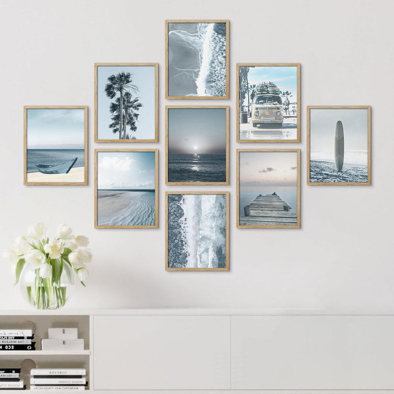 Paysage nautique et océan variété botanique, L 11 po x H 14 po, Encadré naturel