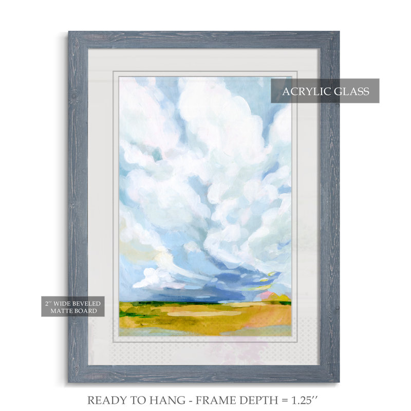 « lucid skies i »-cadre photo, impression sur toile, H 28 po x l 38 po x 1,25 po, Encadré imprimé gris, Blanc mat