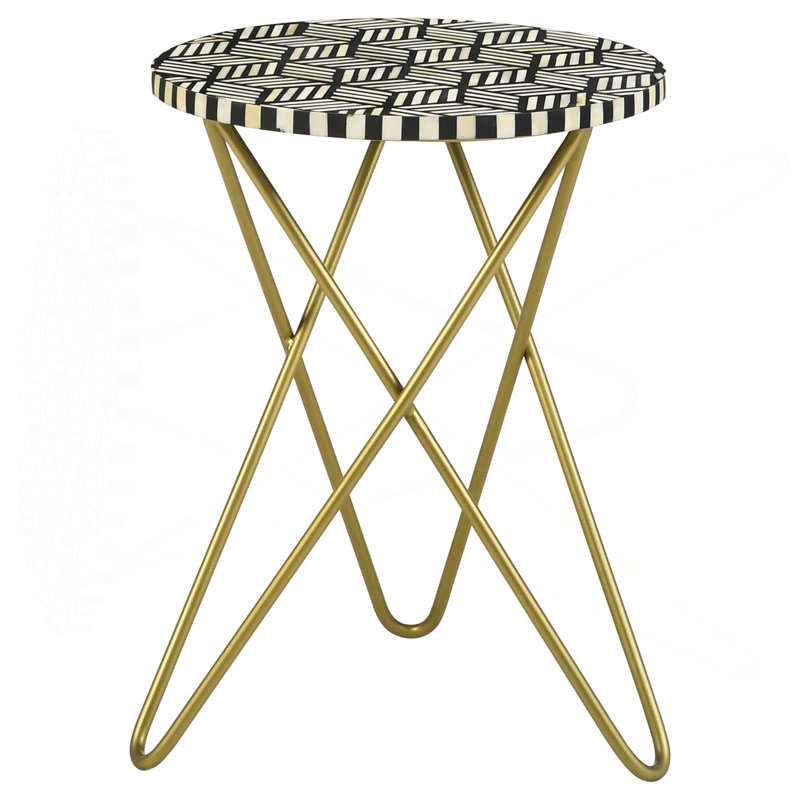 Table d'appoint noire, blanche et dorée