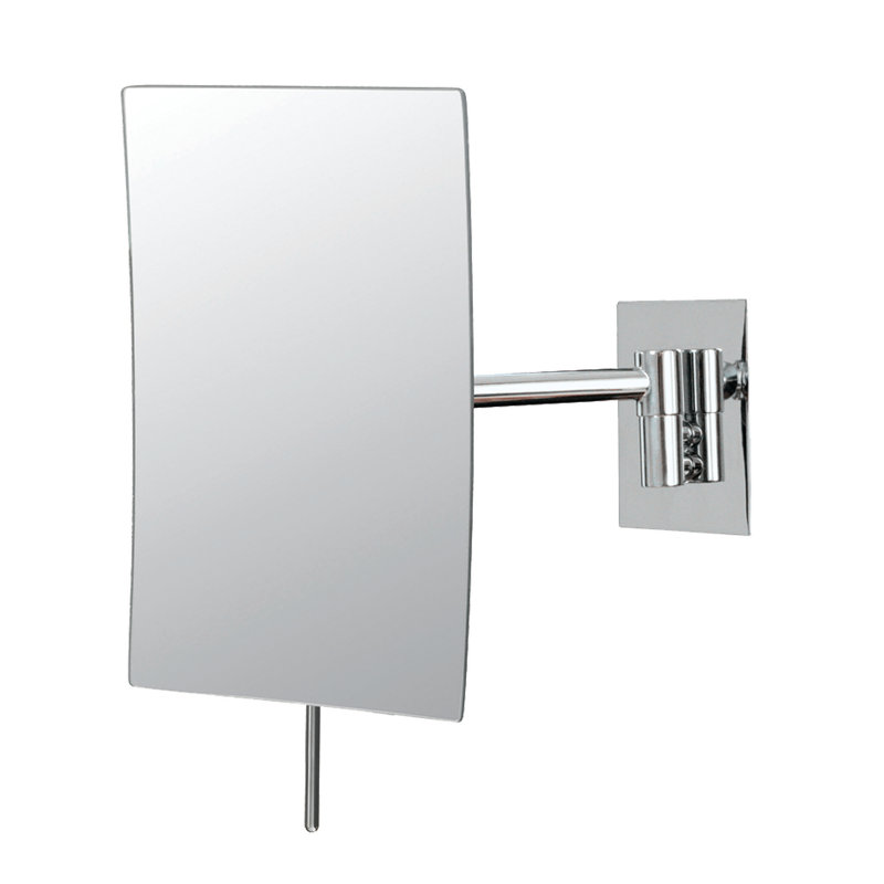 Chrome Minimalist Rectangular Wall Mounted Magnifying Mirror