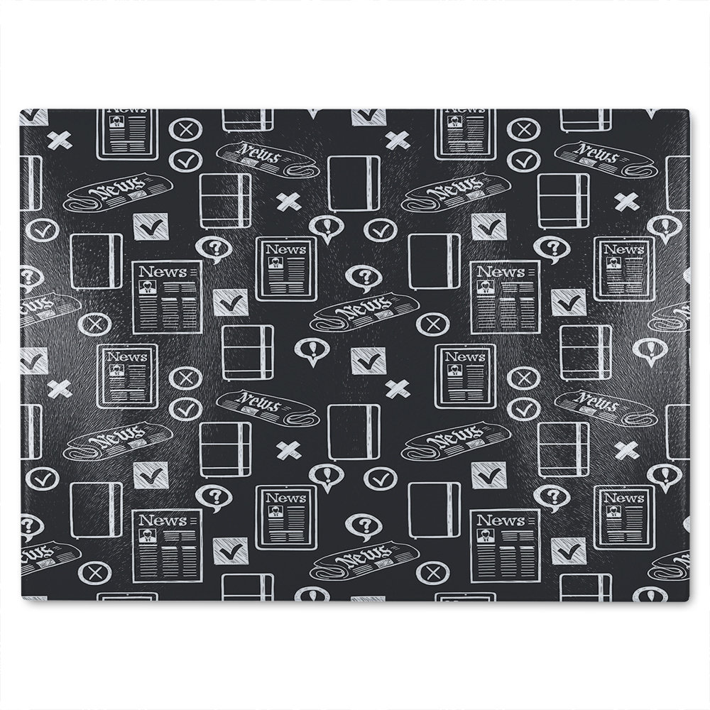 Press And Media Symbols Glass Chopping Board