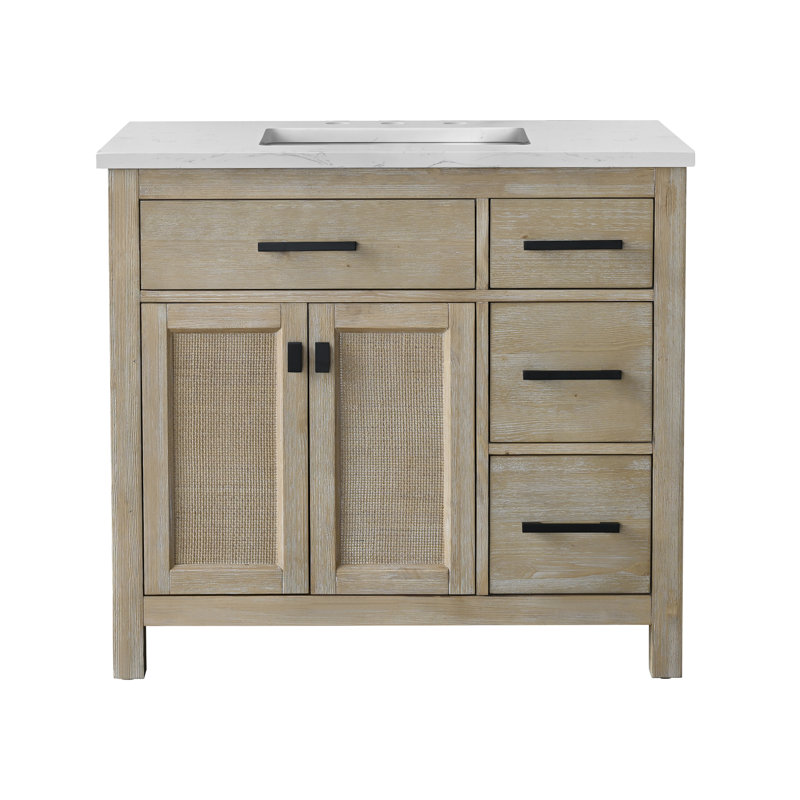 Marquist 36" Single Bathroom Vanity With Stone Top, Fir Essence Light