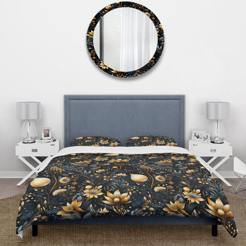 Ensemble de housse de couette bleu Celestial Boho, Housse de couette simple + 1 taie décorative stan