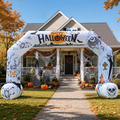 Arche gonflable d'Halloween 20 pi avec ventilateur puissant, grande décoration d'arche extérieure pour la fête d'Halloween, la publicité et les événements (sans lumière)