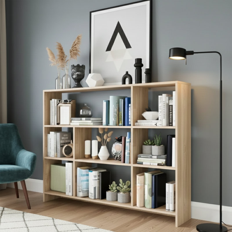 Hallagan Geometric Bookcase, Oak
