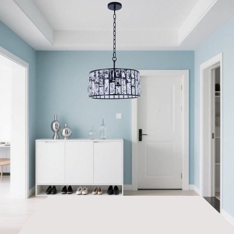 Modern Crystal Chandelier With Plated Iron Frame â€“ 4-light E12 Fixture With Adjustable Chain, Glam Ceiling Light For Dining Room Or Bedroom
