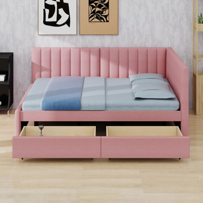 Modern Upholstered Daybed, 2 Drawers and Sofa Bed Frame, Ideal for Small Apartments