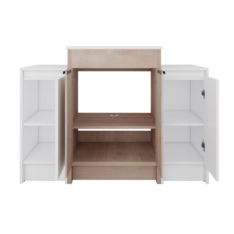 Meuble-lavabo autoportant avec lavabo en céramique et armoires de rangement, porte à fermeture douce, Blanc