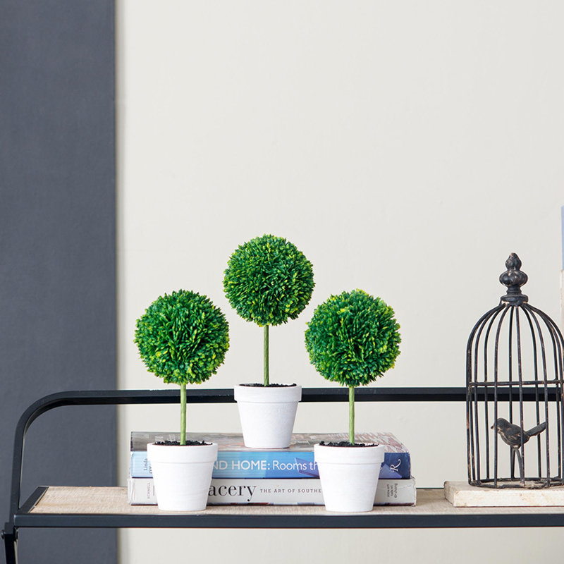 Set of 3 Mini Topiaries in Decorative Pots
