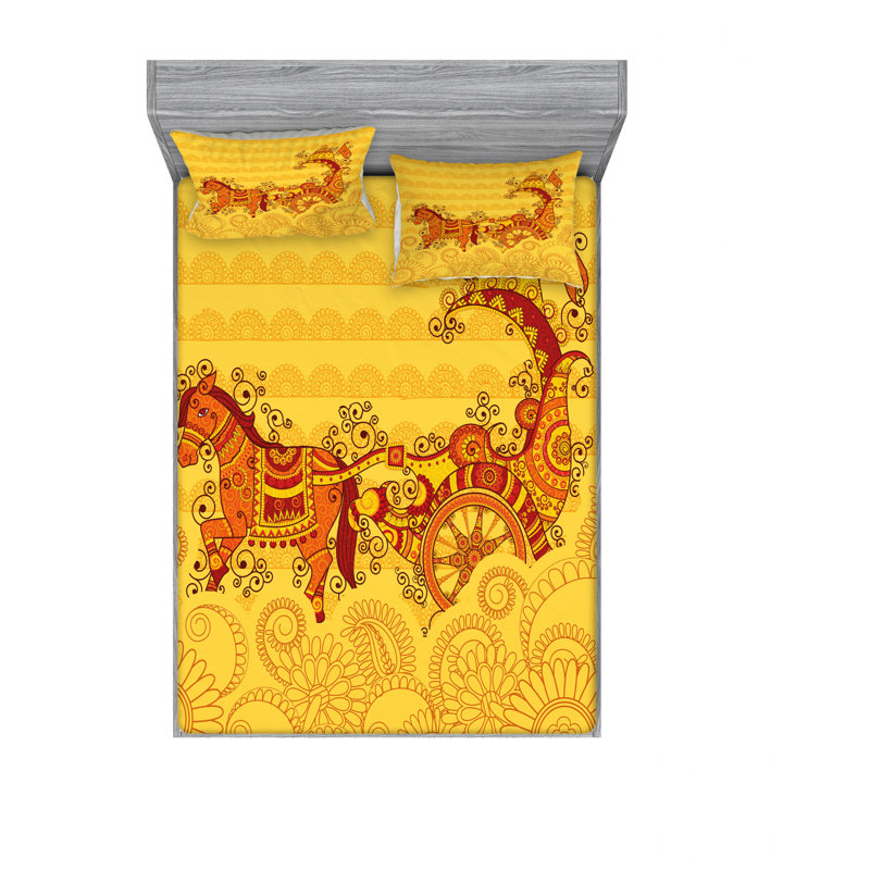 Ensemble de draps bohémiens, Ensemble de drap pour grand lit avec drap-housse
