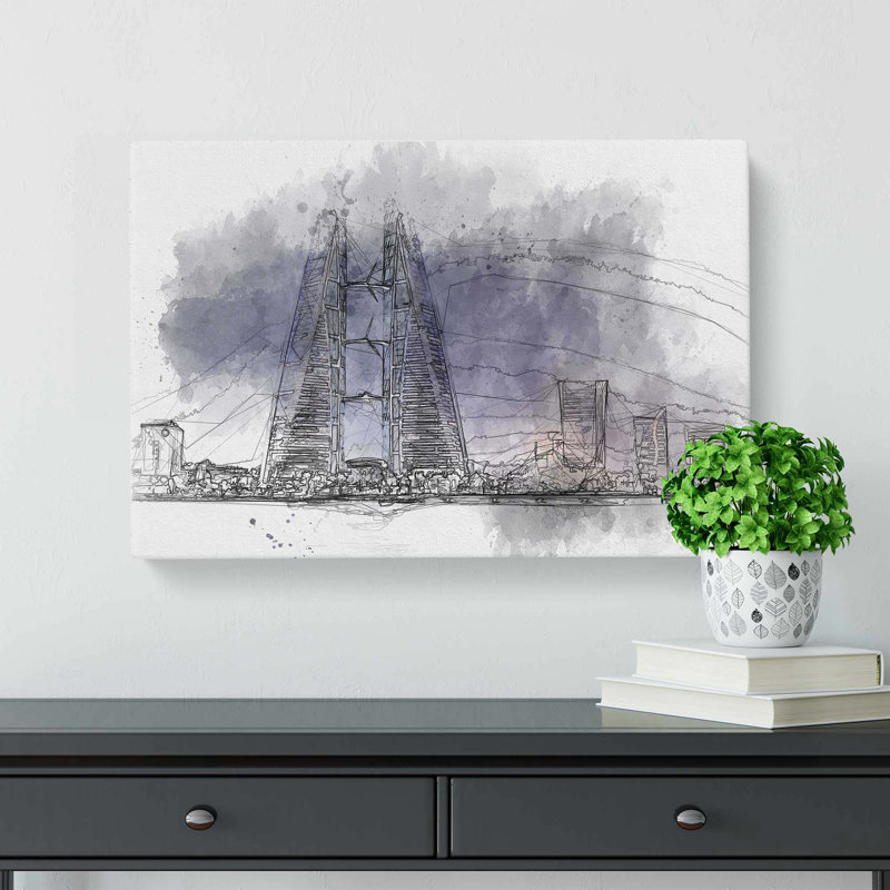 Trade Centre in Manama Bahrain in Abstract - Wrapped Canvas, 40cm H x 60cm W x 3cm D